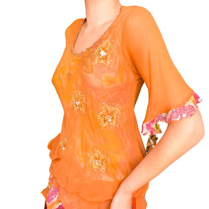 Boho 90s Silky Sunset Blouse