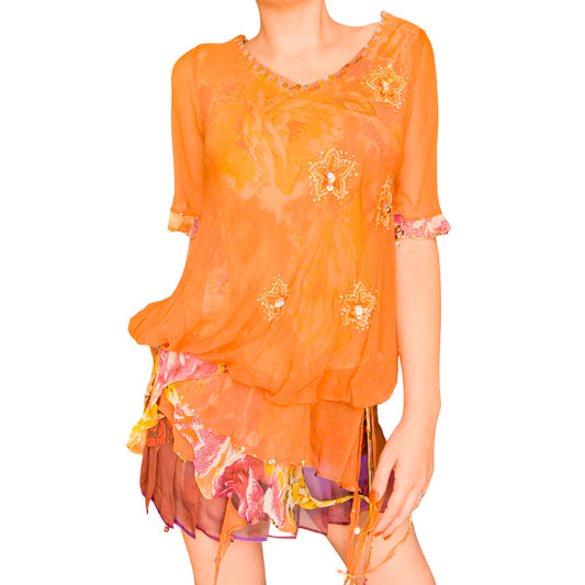 Boho 90s Silky Sunset Blouse