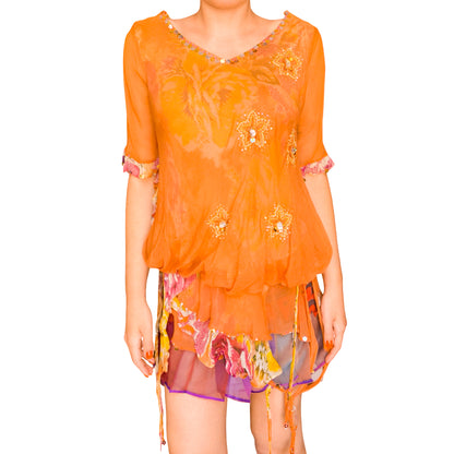 Boho 90s Silky Sunset Blouse
