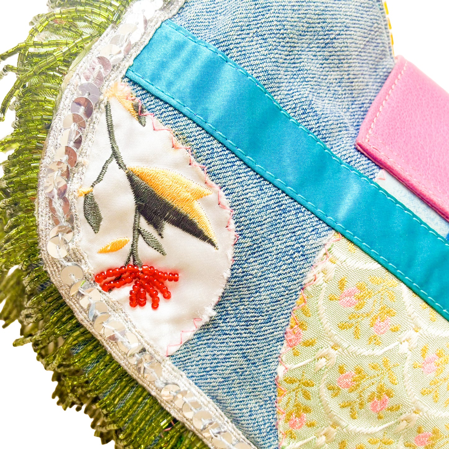Voyage Passion VTG  Beaded Patchwork Crescent Bag - documented