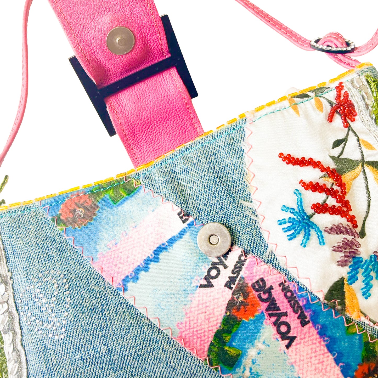 Voyage Passion VTG  Beaded Patchwork Crescent Bag - documented