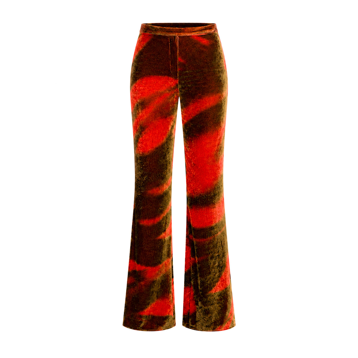 Roberto Cavalli 2000s Burnt Velvet Flame Flared Pants