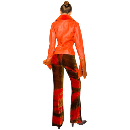Roberto Cavalli 2000s Burnt Velvet Flame Flared Pants