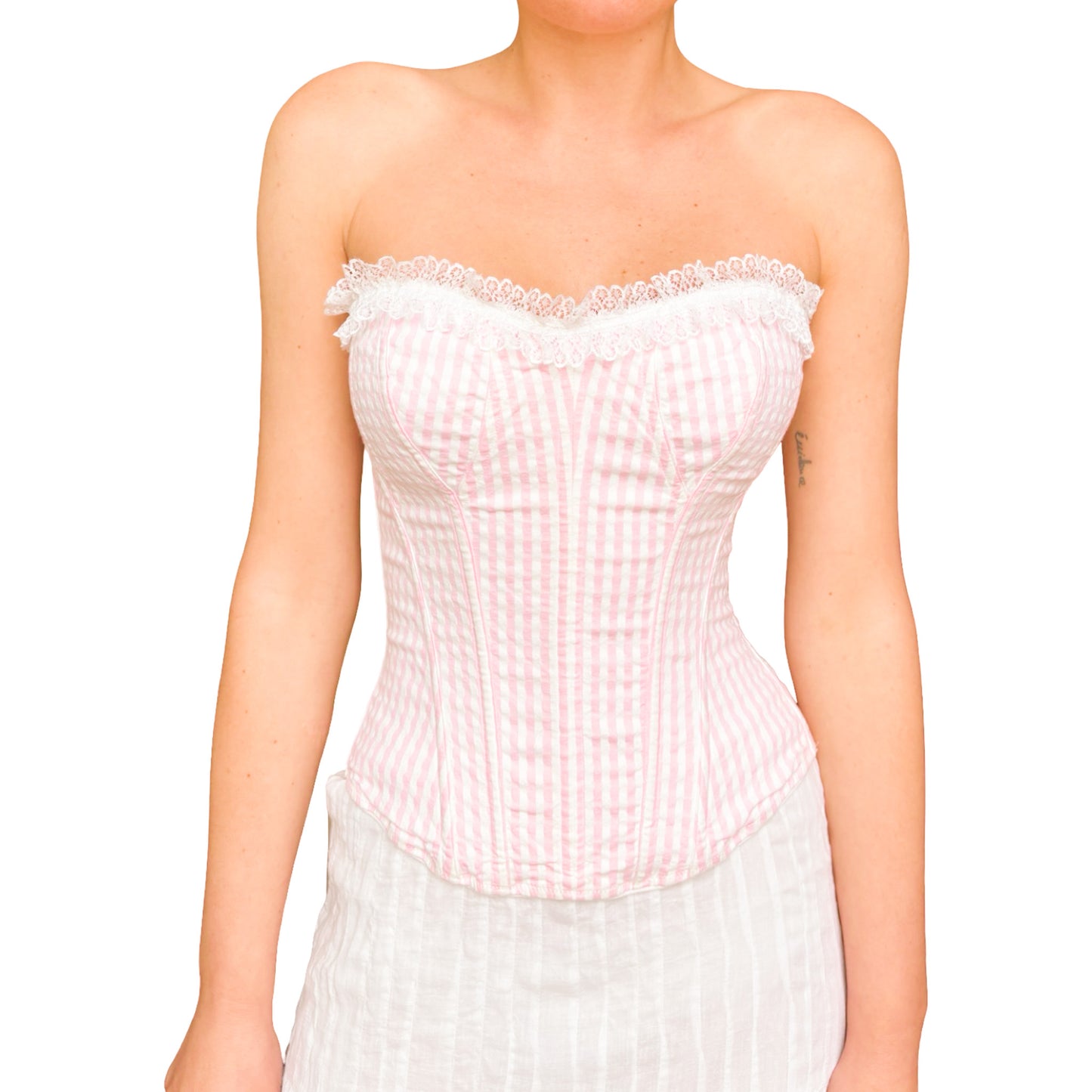Cadolle 90's rare gingham corseted bustier