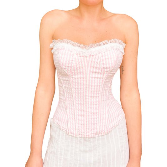 Cadolle 90's rare gingham corseted bustier