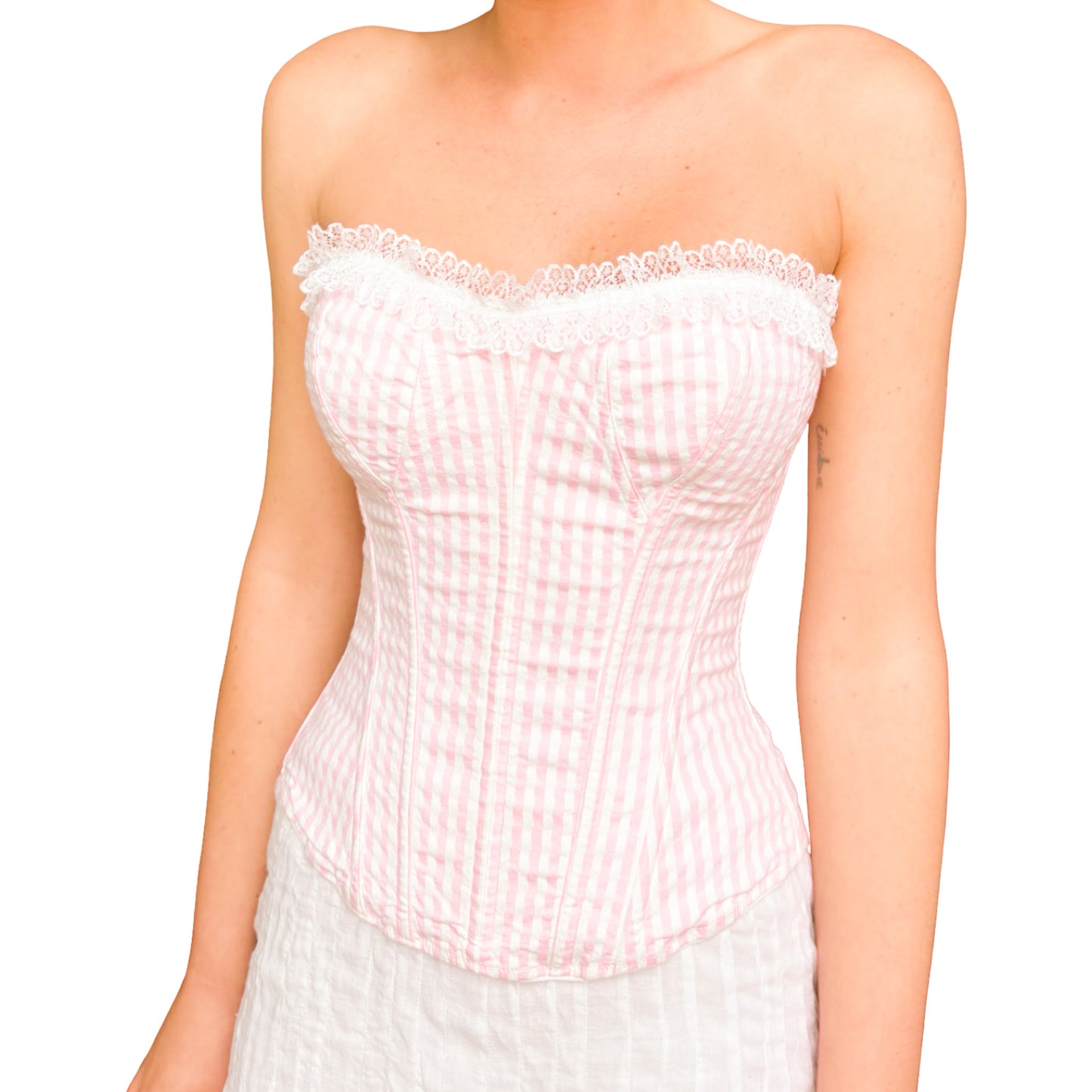 Cadolle 90's rare gingham corseted bustier