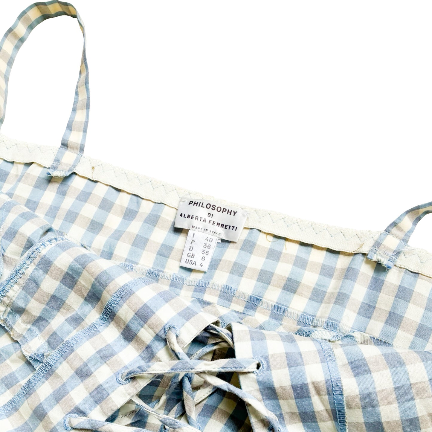 Alberta Ferretti S/S 2000 gingham laced  dress - runway