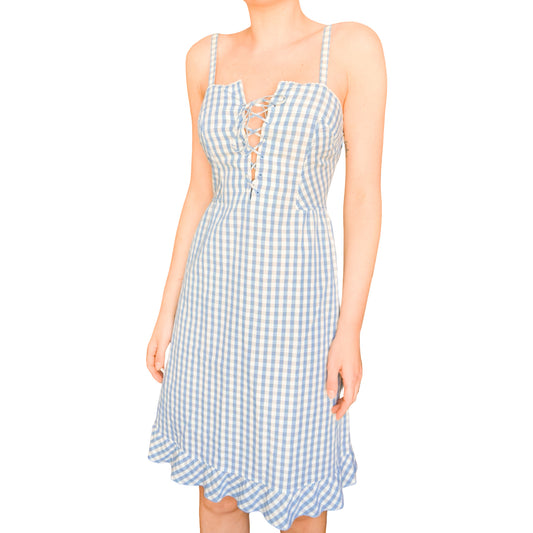 Alberta Ferretti S/S 2000 gingham laced  dress - runway