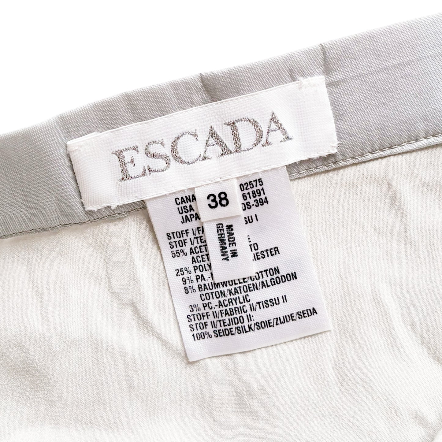 Escada 1999 silver metallic embroidered skirt - runway