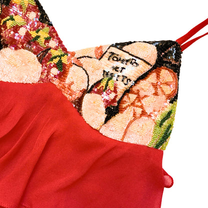 Iceberg 1992 iconic "Tomato no Tablets" beaded dress