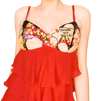 Iceberg 1992 iconic "Tomato no Tablets" beaded dress