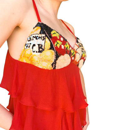 Iceberg 1992 iconic "Tomato no Tablets" beaded dress