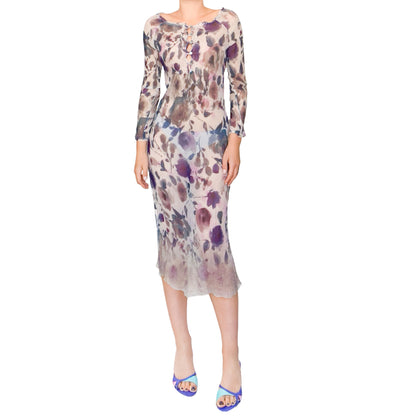 Ermanno Scervino VTG Watercolor Floral Silk Dress