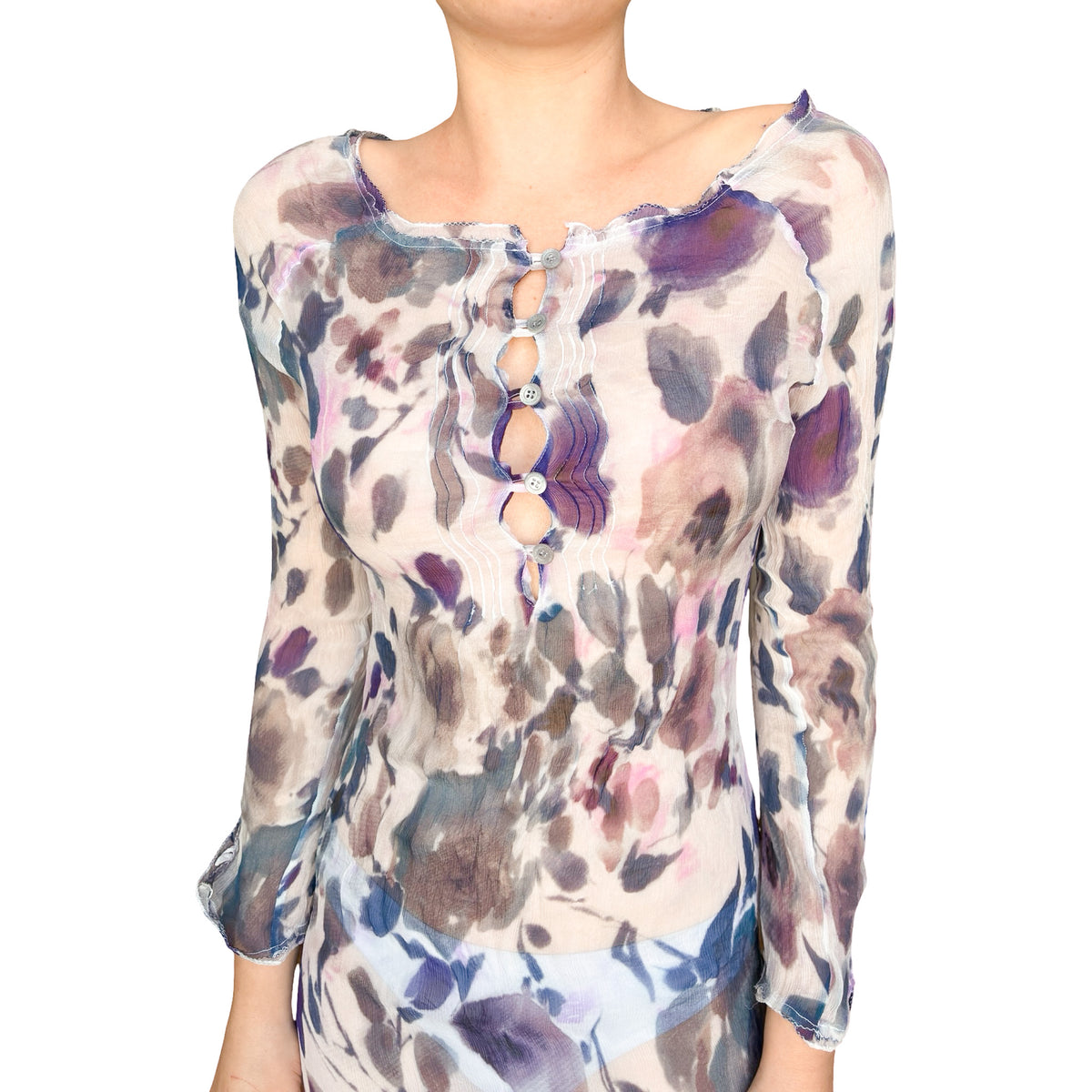 Ermanno Scervino VTG Watercolor Floral Silk Dress