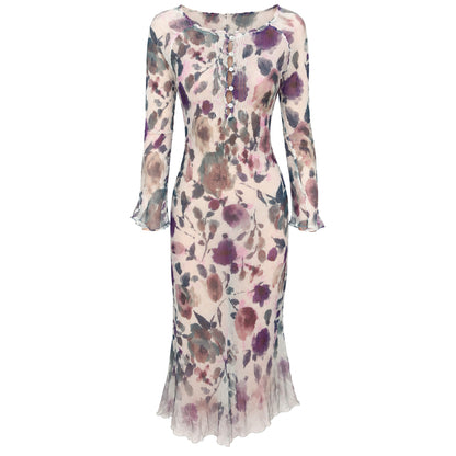 Ermanno Scervino VTG Watercolor Floral Silk Dress