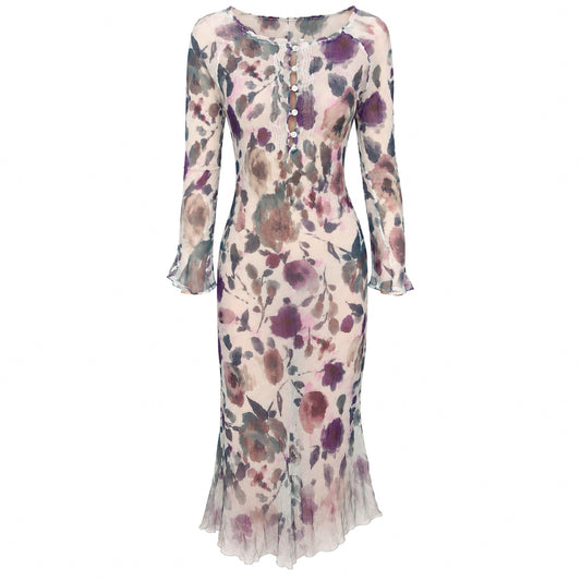 Ermanno Scervino VTG Watercolor Floral Silk Dress