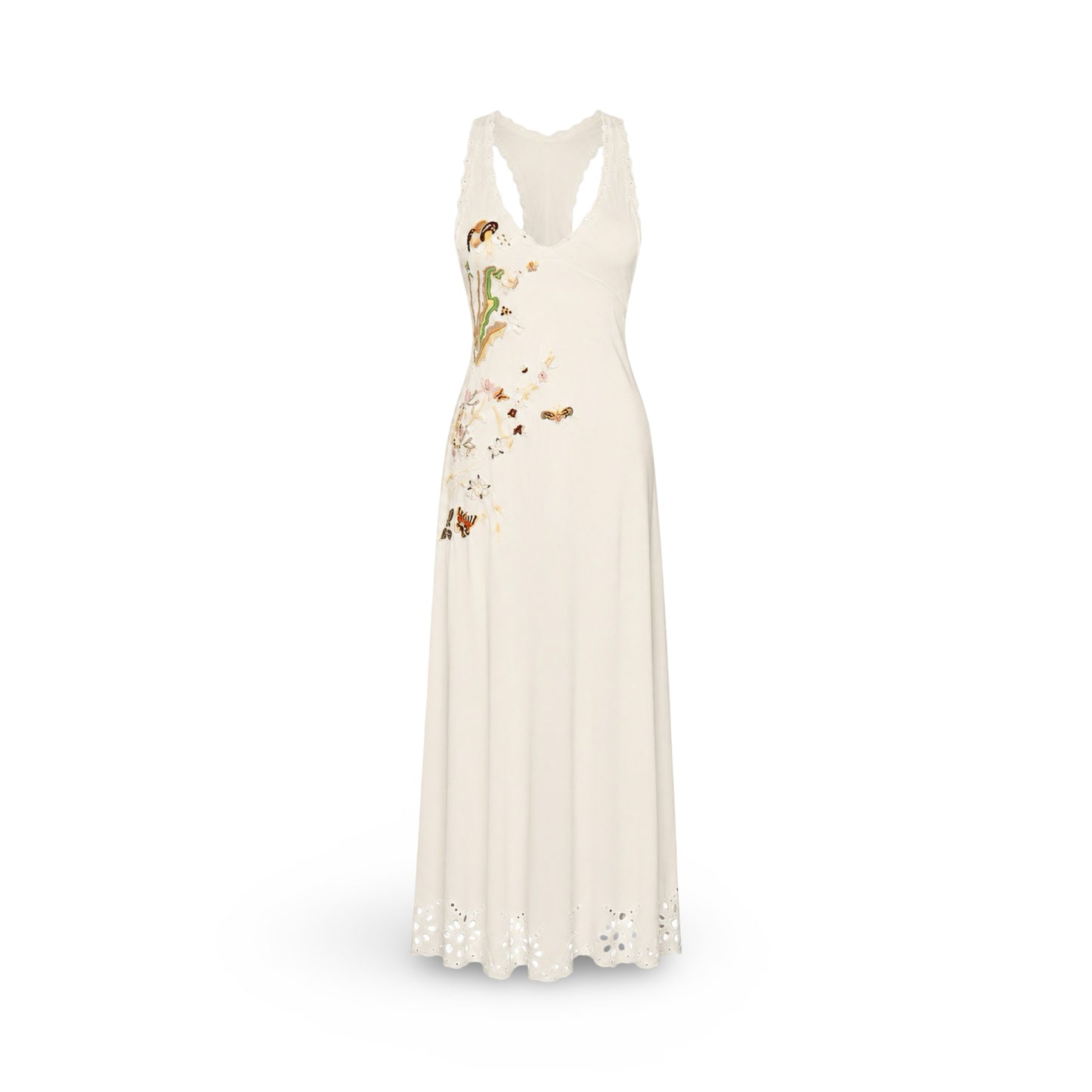 Roberto Cavalli VTG Silk Embroidered Garden Maxi Dress