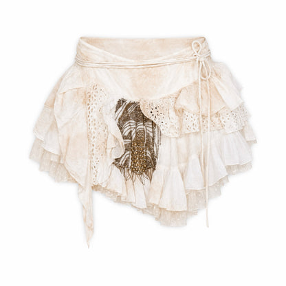 Ibizean Vintage Stud Boho Ruffle Skirt - dead stock