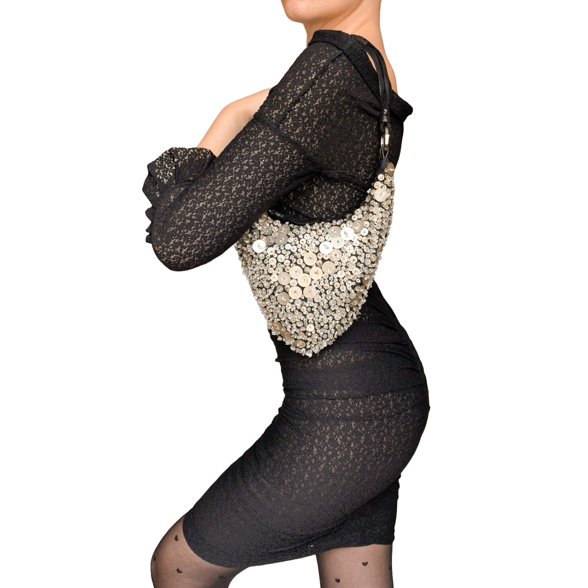 Cesare Paciotti 2005 Dark Croissant Embellished Bag