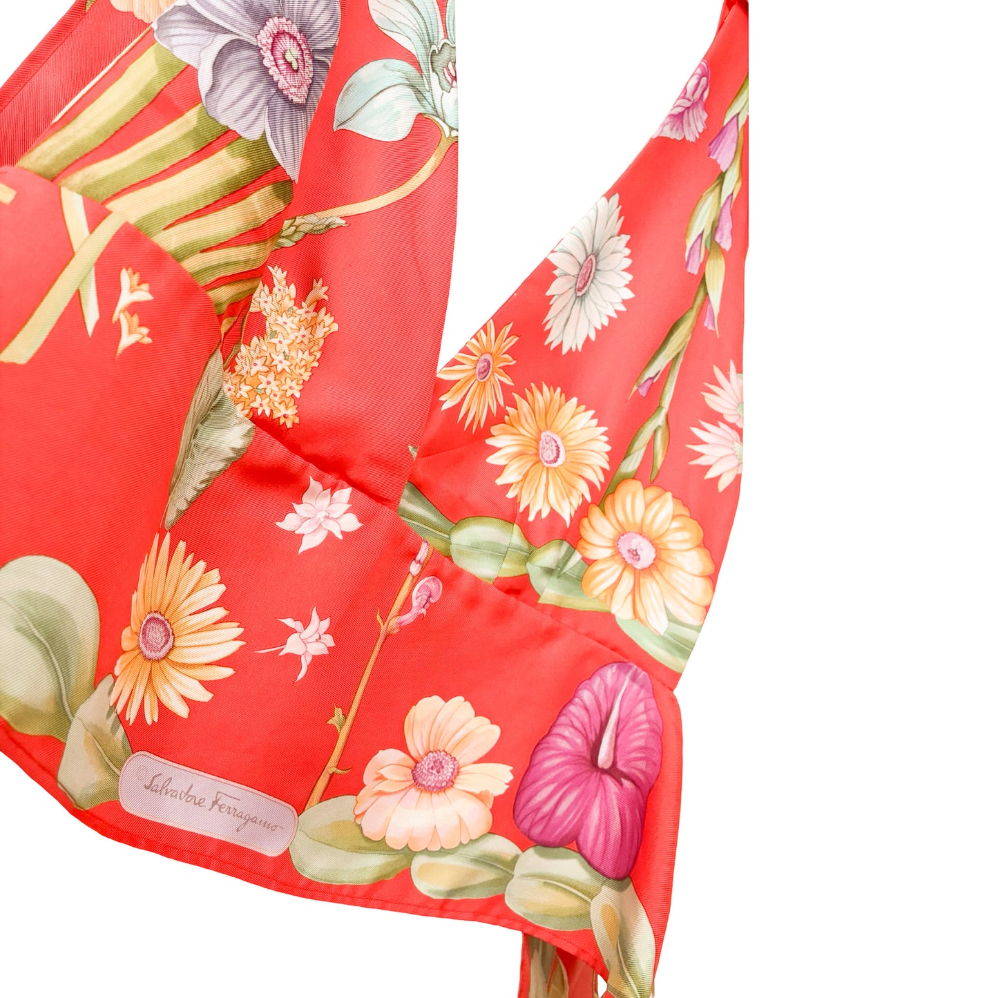 Salvatore Ferragamo VTG "Botanical" silk wrapped top - documented