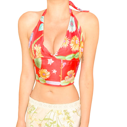 Salvatore Ferragamo VTG "Botanical" silk wrapped top - documented