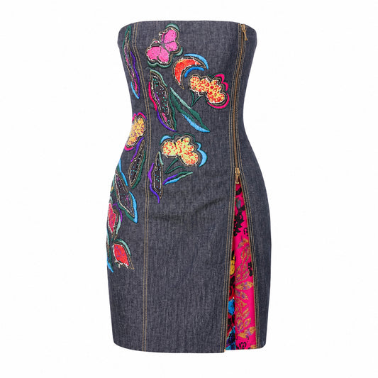 Iceberg S/S 2003 runway bustier denim dress