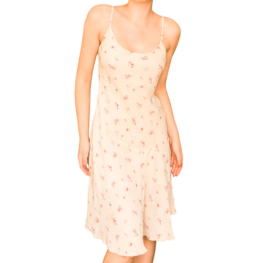 Italian 90s Minimalist Floral Silk Slip Dress