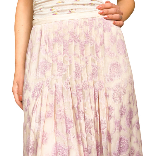 Luxury French Designer VTG Devoré Silk Maxi Skirt