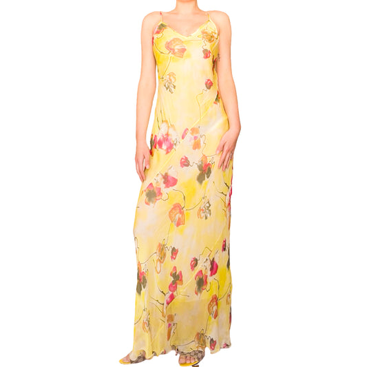 Italian 2000s Romantic Silk Maxi Dress