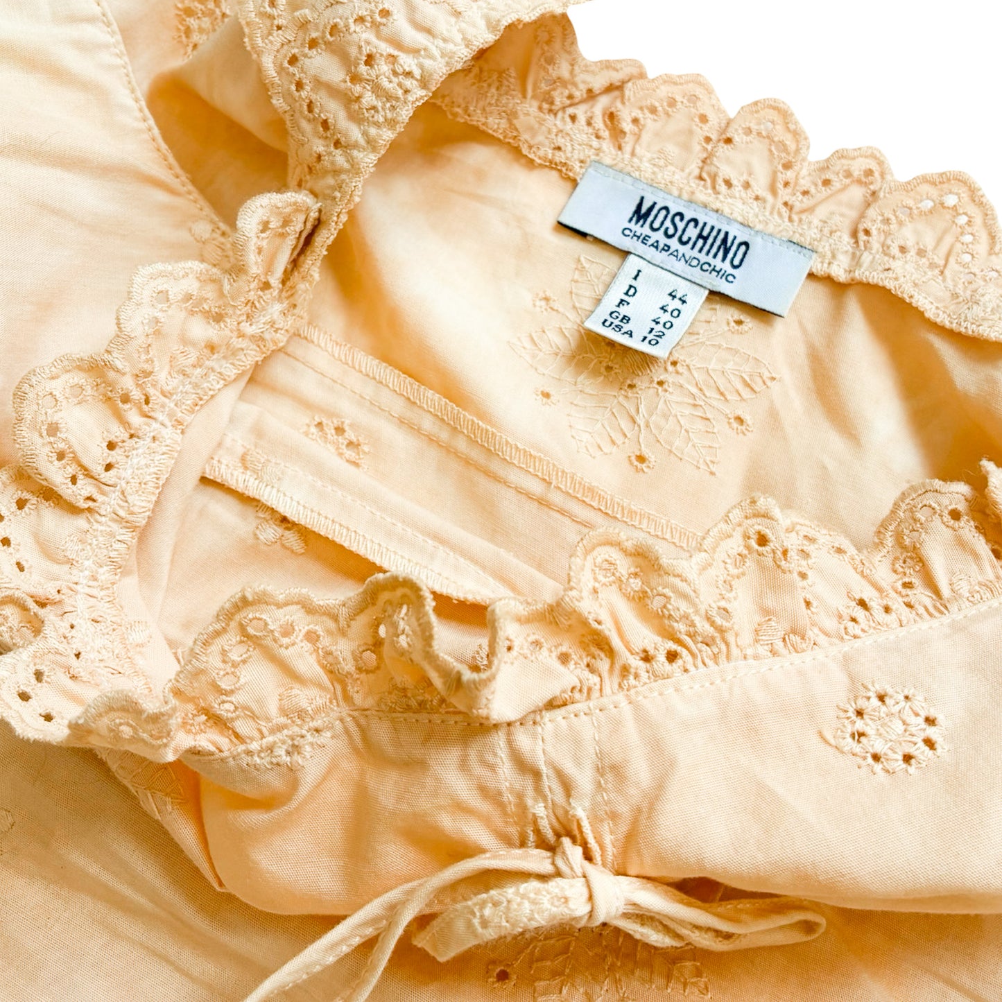 Moschino  2002 Butter Eyelet Ruched Dress - Documented