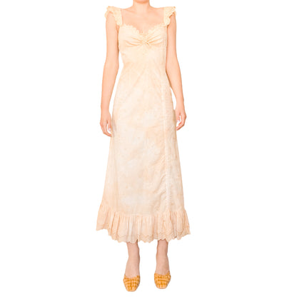Moschino 2002 Eyelet Cotton Ruched Dress - Runway