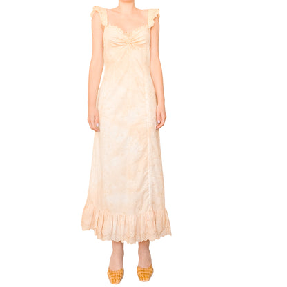 Moschino 2002 Eyelet Cotton Ruched Dress - Runway