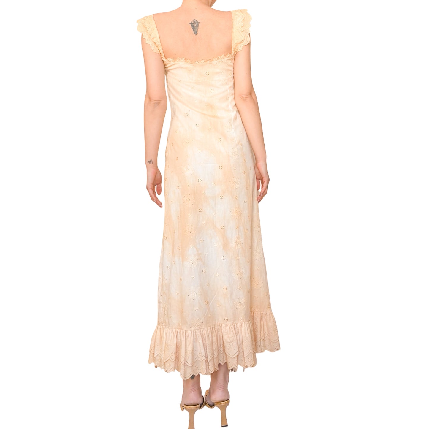 Moschino 2002 Eyelet Cotton Ruched Dress - Runway