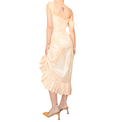 Moschino 2002 Eyelet Cotton Ruched Dress - Runway