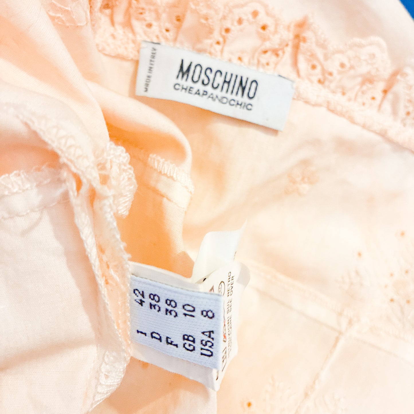 Moschino 2002 Eyelet Cotton Ruched Dress - Runway
