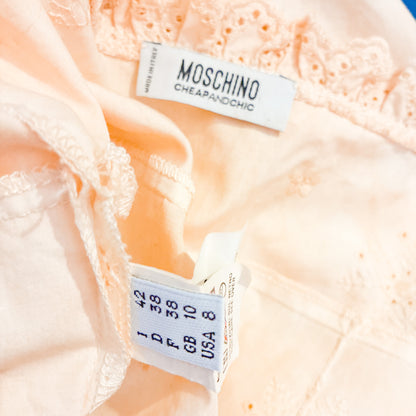 Moschino 2002 Eyelet Cotton Ruched Dress - Runway