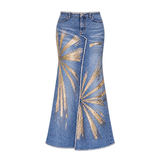 Roberto Cavalli S/S 2001 Maxi Denim Skirt