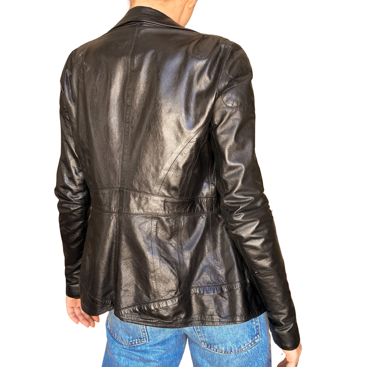 Roberto Cavalli 2003 Black Leather Biker Blazer