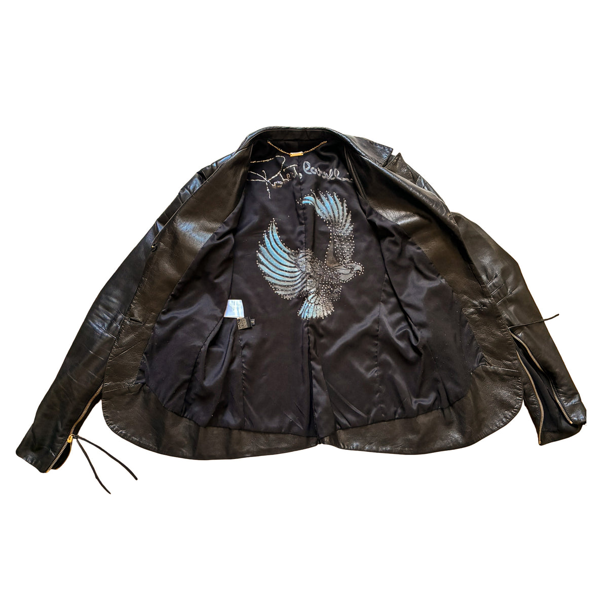 Roberto Cavalli 2003 Black Leather Biker Blazer