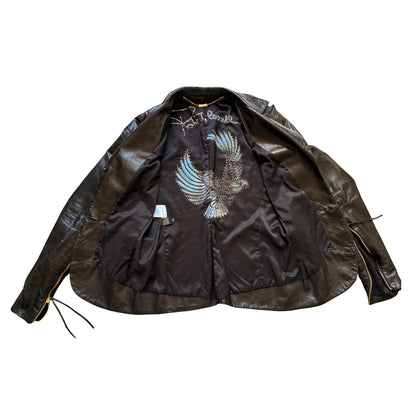 Roberto Cavalli 2003 Black Leather Biker Blazer