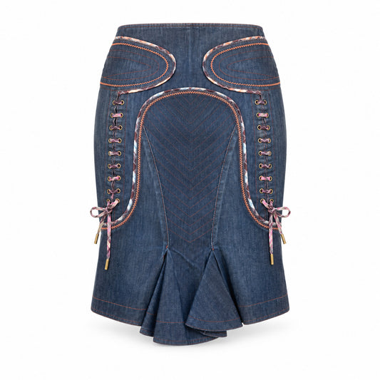 Roberto Cavalli Y2K Lacing denim skirt