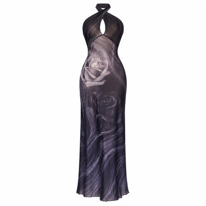 Roberto Cavalli 2000 Smoke & Roses Gown