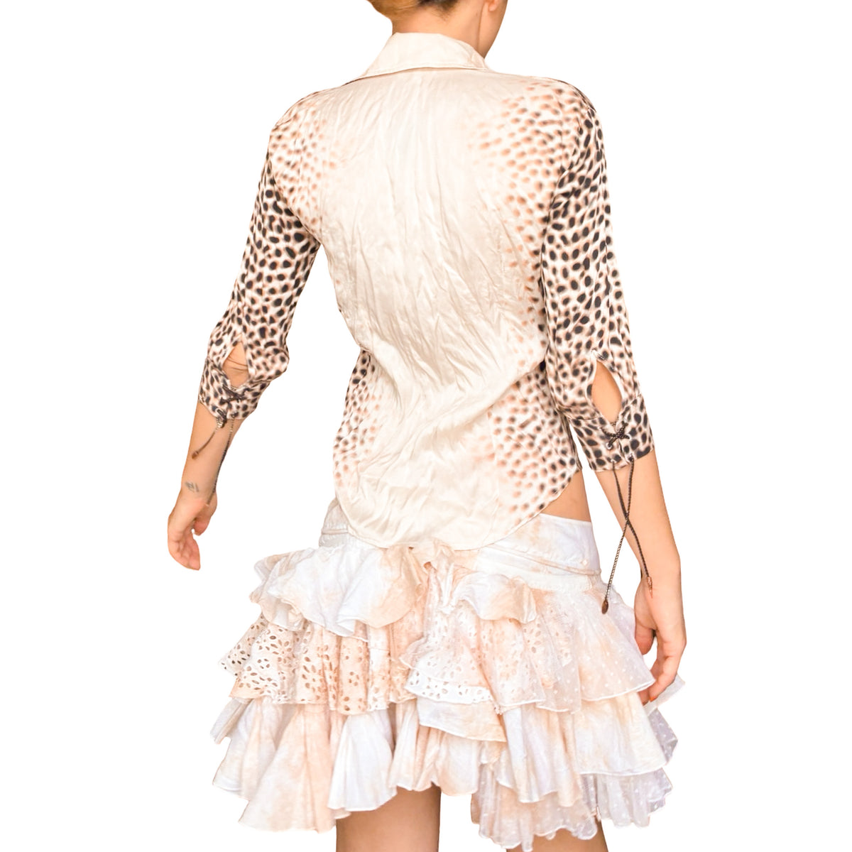 Ibizean Vintage Stud Boho Ruffle Skirt - dead stock