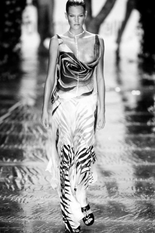 Roberto Cavalli 2000 Smoke & Roses Gown