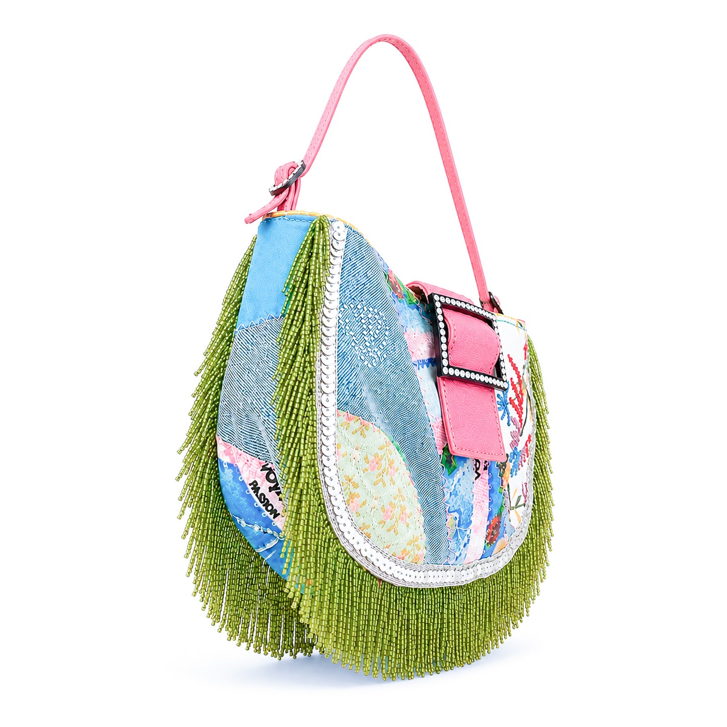 Voyage Passion VTG  Beaded Patchwork Crescent Bag - documented