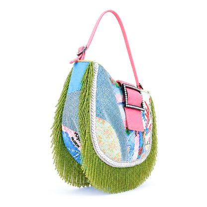 Voyage Passion VTG  Beaded Patchwork Crescent Bag - documented