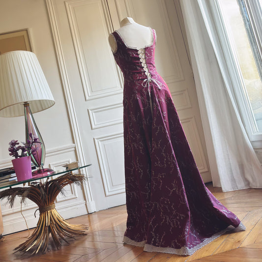 Corinne Sarrut VTG embroidered silk maxi laced dress - documented