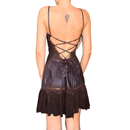 French VTG bare back leather dress