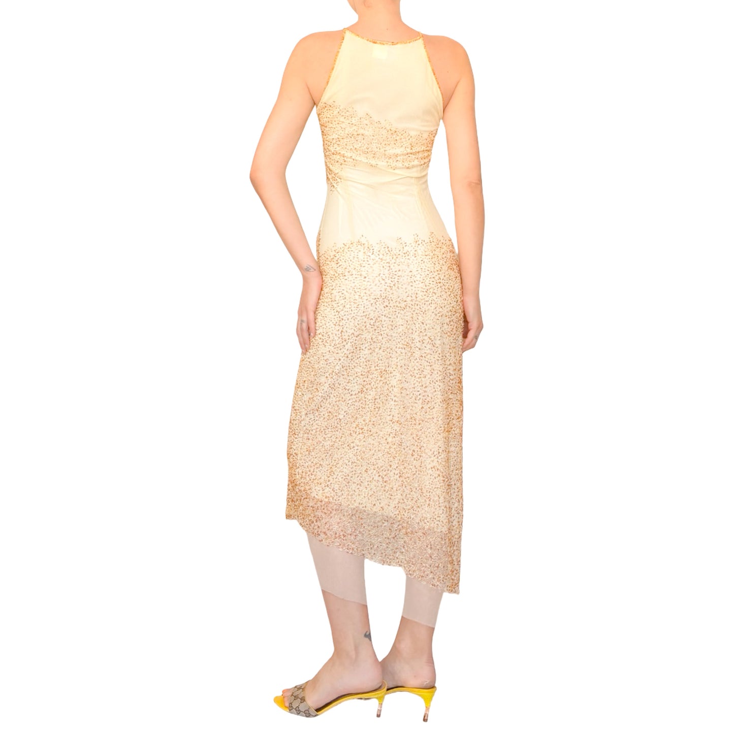 Italian Luxury Designer VTG golden mesh beaded dress
