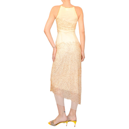 Italian Luxury Designer VTG golden mesh beaded dress